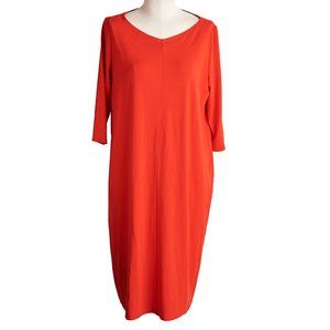 Eileen Fisher Orange Dress, Lagenlook, drapy, stretch Size M